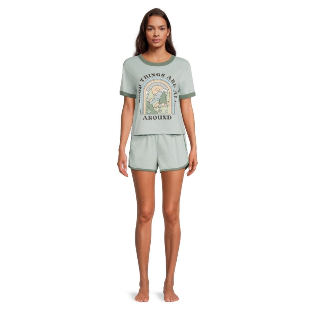 Good Things Women's Ringer Tee and Short Sleep Set - Picture 4 of 12